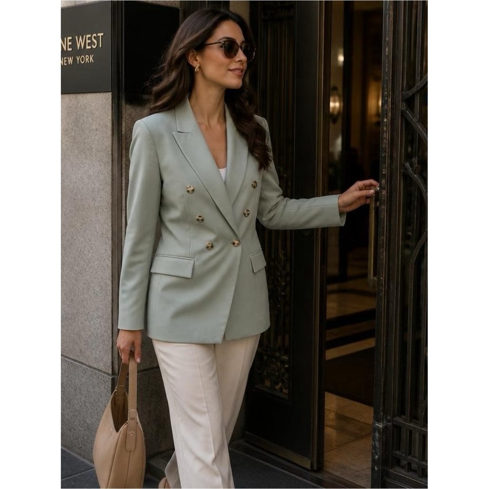 Nine West Double-Breasted mint green Women's Blazer- NWT